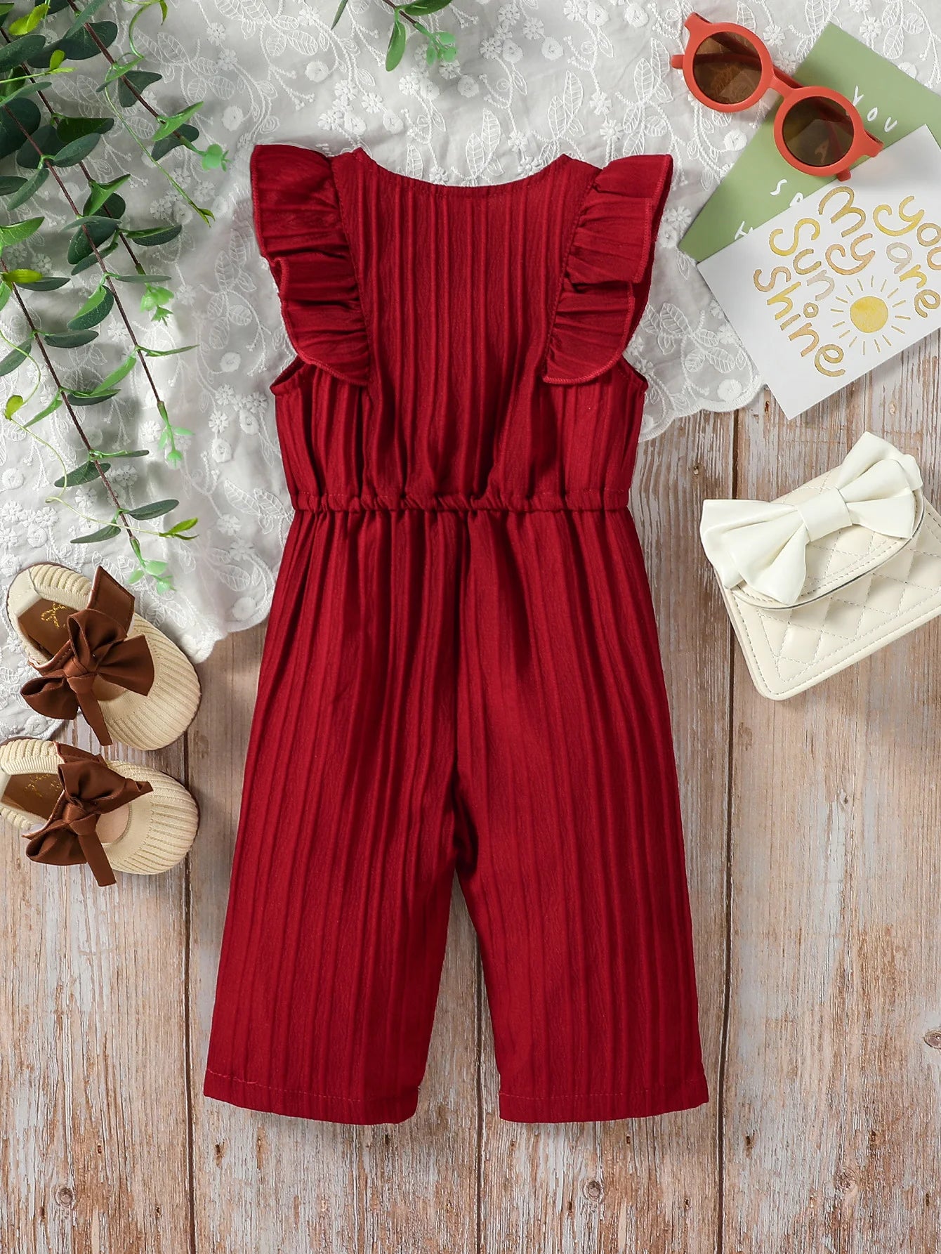 Kids Baby Girl's Solid Sleeveless Bodysuit For Summer European and American Style Casual Jumpsuit