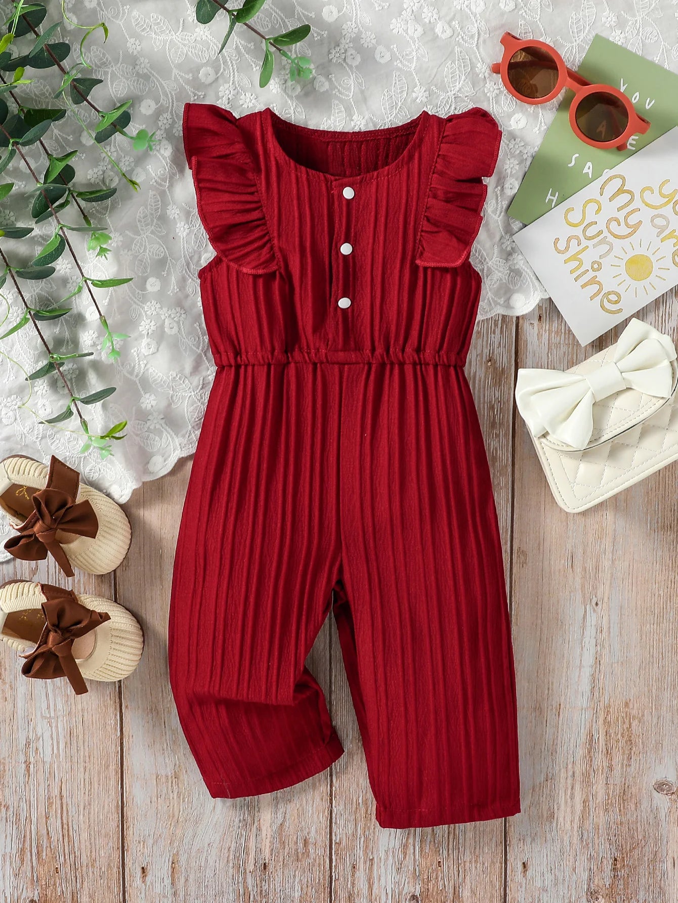 Kids Baby Girl's Solid Sleeveless Bodysuit For Summer European and American Style Casual Jumpsuit