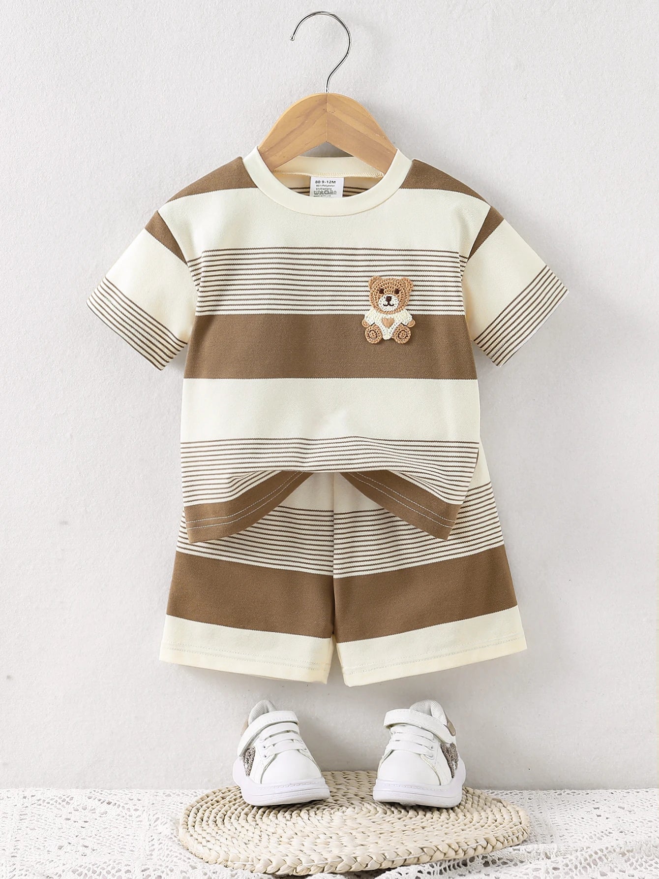 2025 New Baby Summer Cool Breathable Knit Round Neck T-Shirt + Shorts 2-Piece Set Outfit for Boys Girls Infant Toddler Clothing