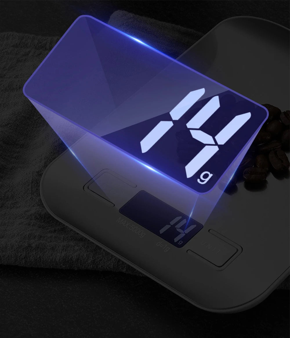 Portable Kitchen Scale Coffee Electronic Scale Stainless Steel Surface LCD Backlit Kitchen Food Scales Weighing Tool