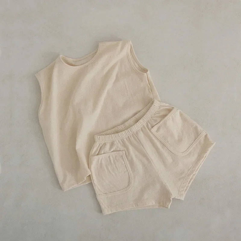 Newborn Infant Baby Boys Girls Vest Shorts Sets Casual Cotton Baby Sets Baby Homewear