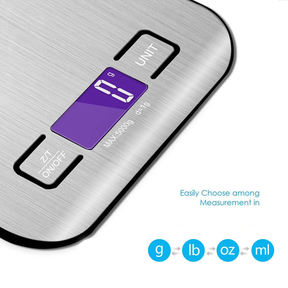 Portable Kitchen Scale Coffee Electronic Scale Stainless Steel Surface LCD Backlit Kitchen Food Scales Weighing Tool